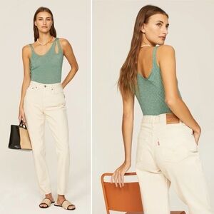 Levi’s 80s Mom Jeans 32 14 ivory off white neutral 100% cotton high rise waist